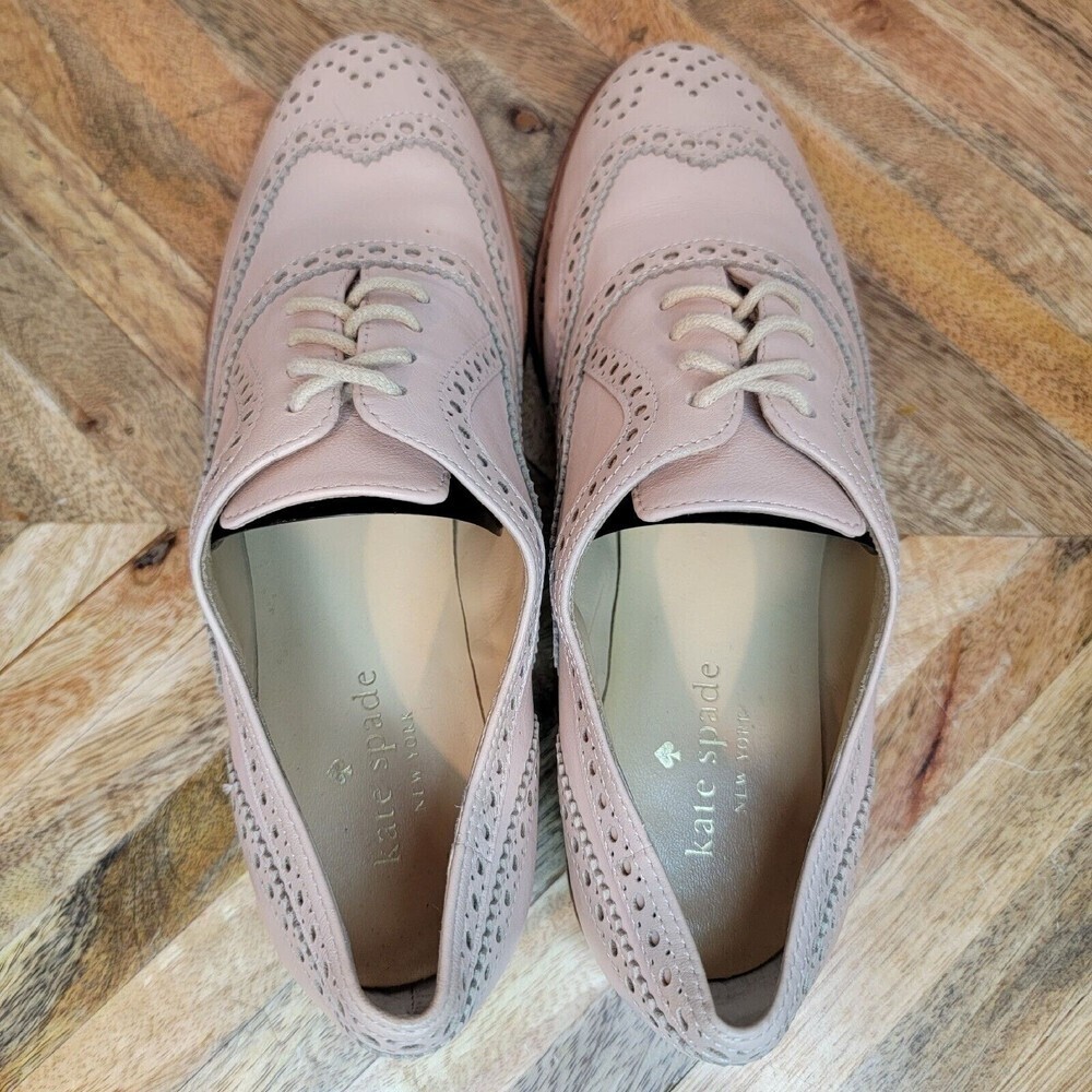 Kate Spade New York Wing Tip Oxford Shoes Womens 5M Tan Beige Lace Up - Picture 6 of 10